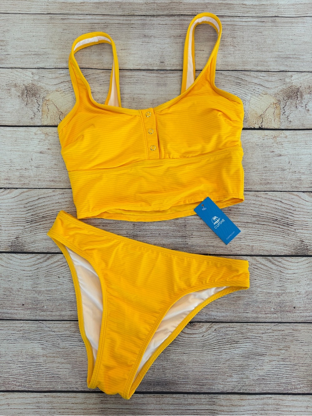 Cupshe Sunflower Yellow Tankini Set - Small